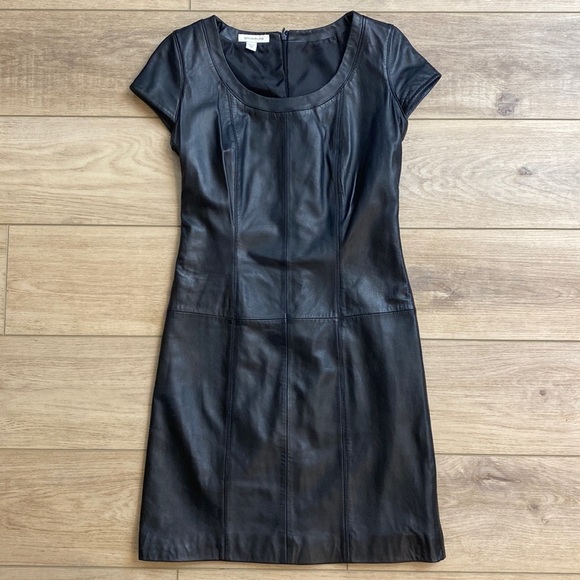 Boston Proper Genuine Leather Mini Dress - Picture 2 of 16